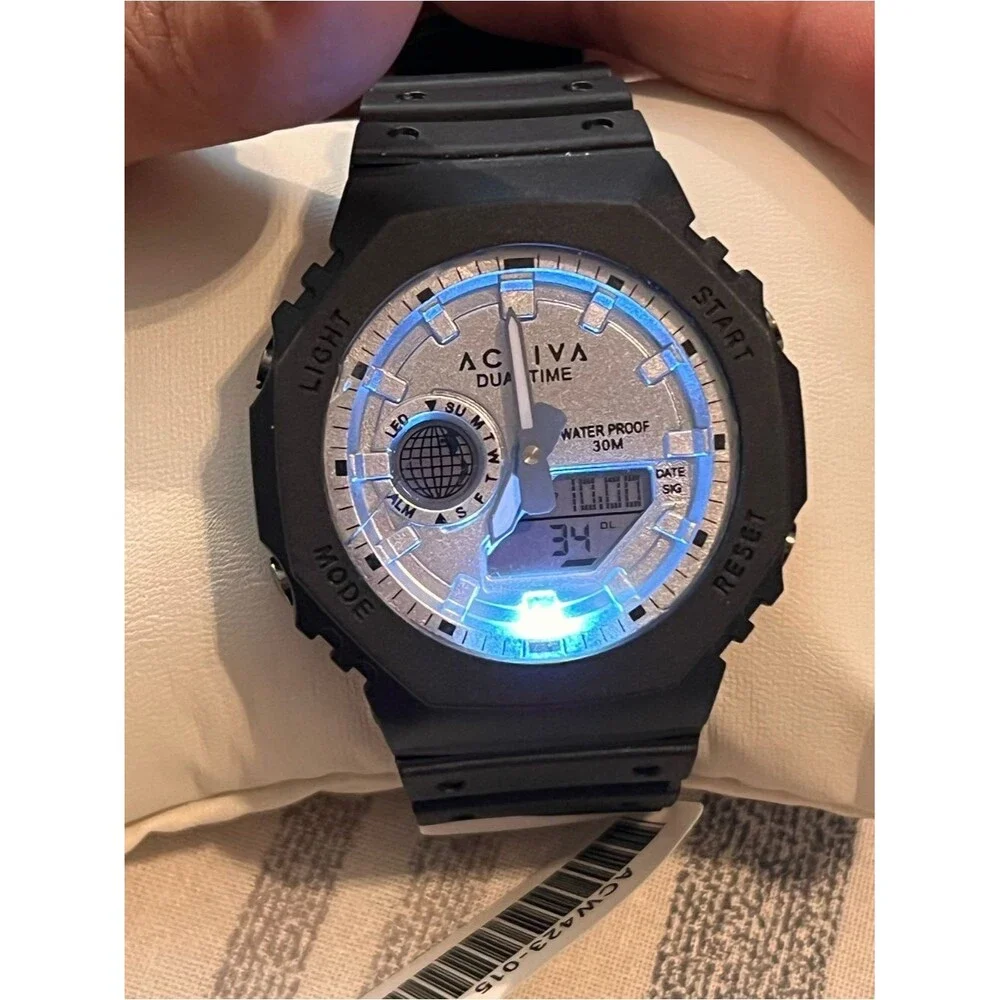 Activa by Invicta Dual Time Digital-Analog Watch - Black and Silver